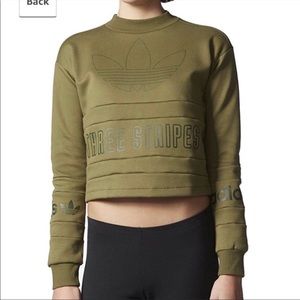 Adidas 3 Stripes cropped crew neck sweatshirt